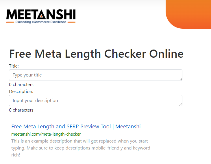 Meetanshi Free Meta Length Checker Online