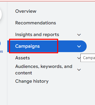 Campaigns tab in Google Ads