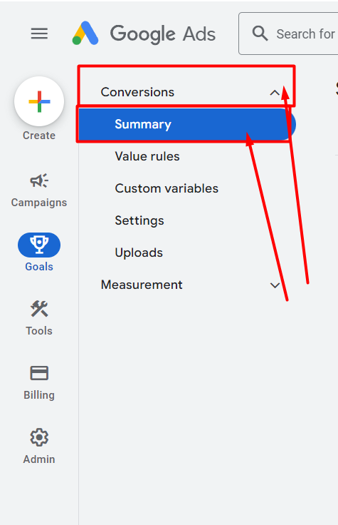 conversion and summary in google ads